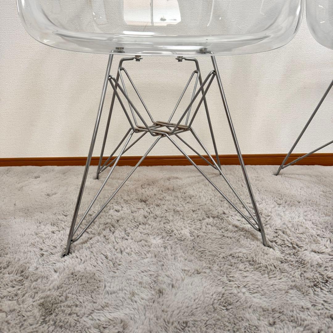 【関東近郊無料配送!!!】 円形 ガラステーブル　クリア椅子 二脚セット