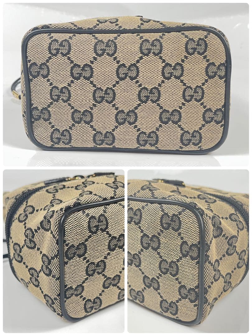 【極美品】GUCCI GGキャンバス プレート バニティポーチ 巾着 ミニバッグ
