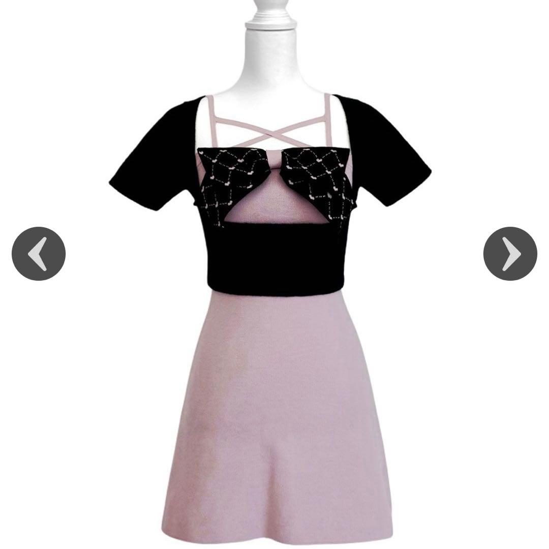 ハニーミュウ HONEY MEW モノグラムリボンアンサンブルワンピース