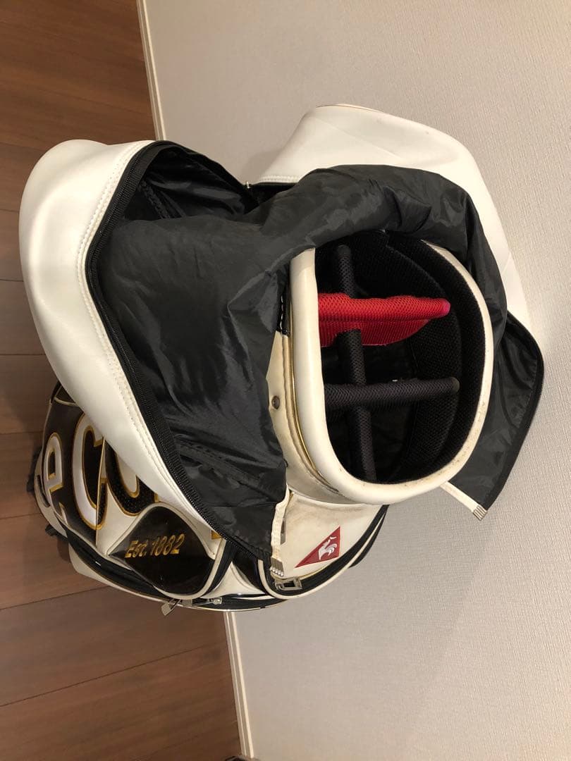 le coq sportif キャディバッグ ホワイト/ブラック　ゴールド