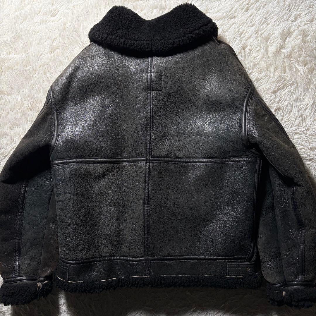 【米国製】AVIREX フライトジャケット ムートン　羊革　ボア　ブラック　40