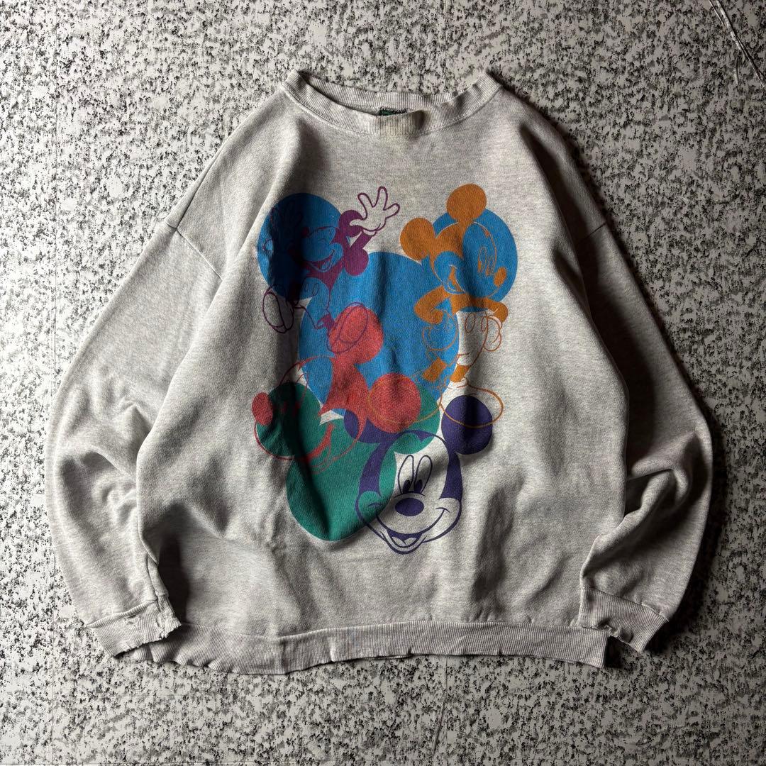 90s USA製 ディズニー　ミッキーマウス　ダメージ　ボロ襤褸　スウェット