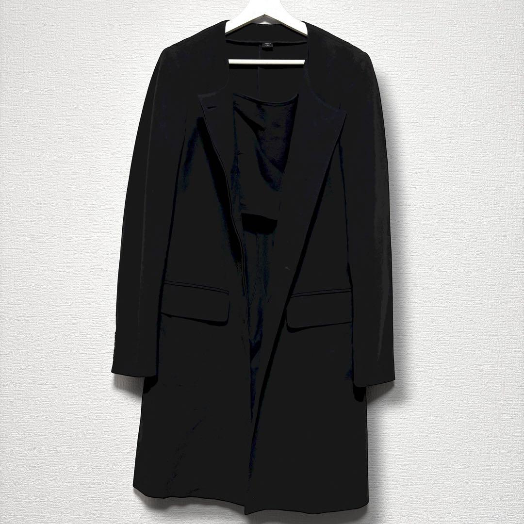 90s/ヘルムートラング本人期/ノーカラー/フラップコート/黒/44