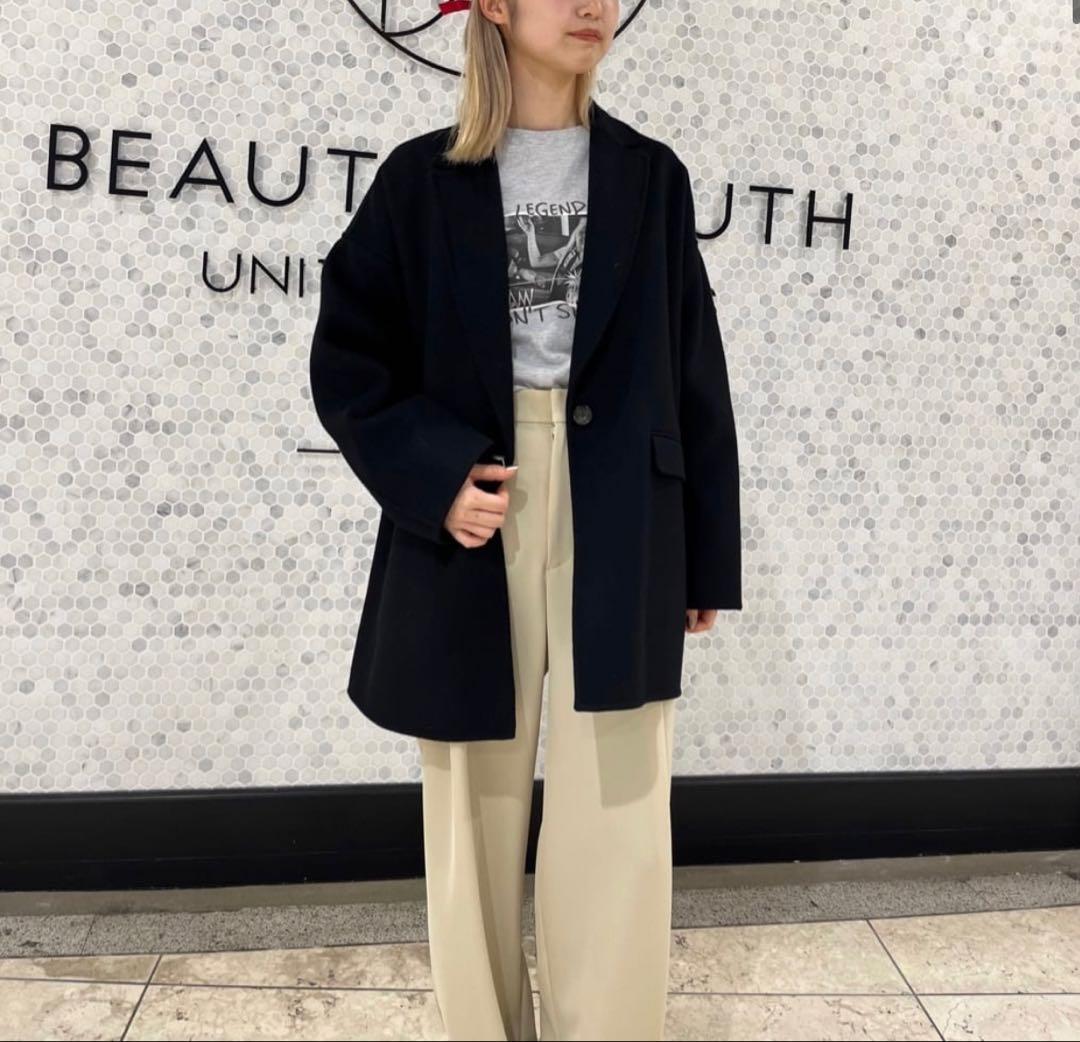 【未使用】BEAUTY&YOUTH リバー テーラードミドルコート　黒M