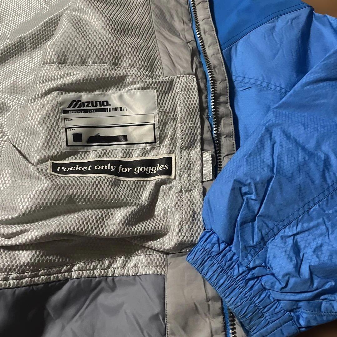 Mizuno ブレスサーモ★ブルー色サスペンダー付きスキーウェア 上下　サイズL