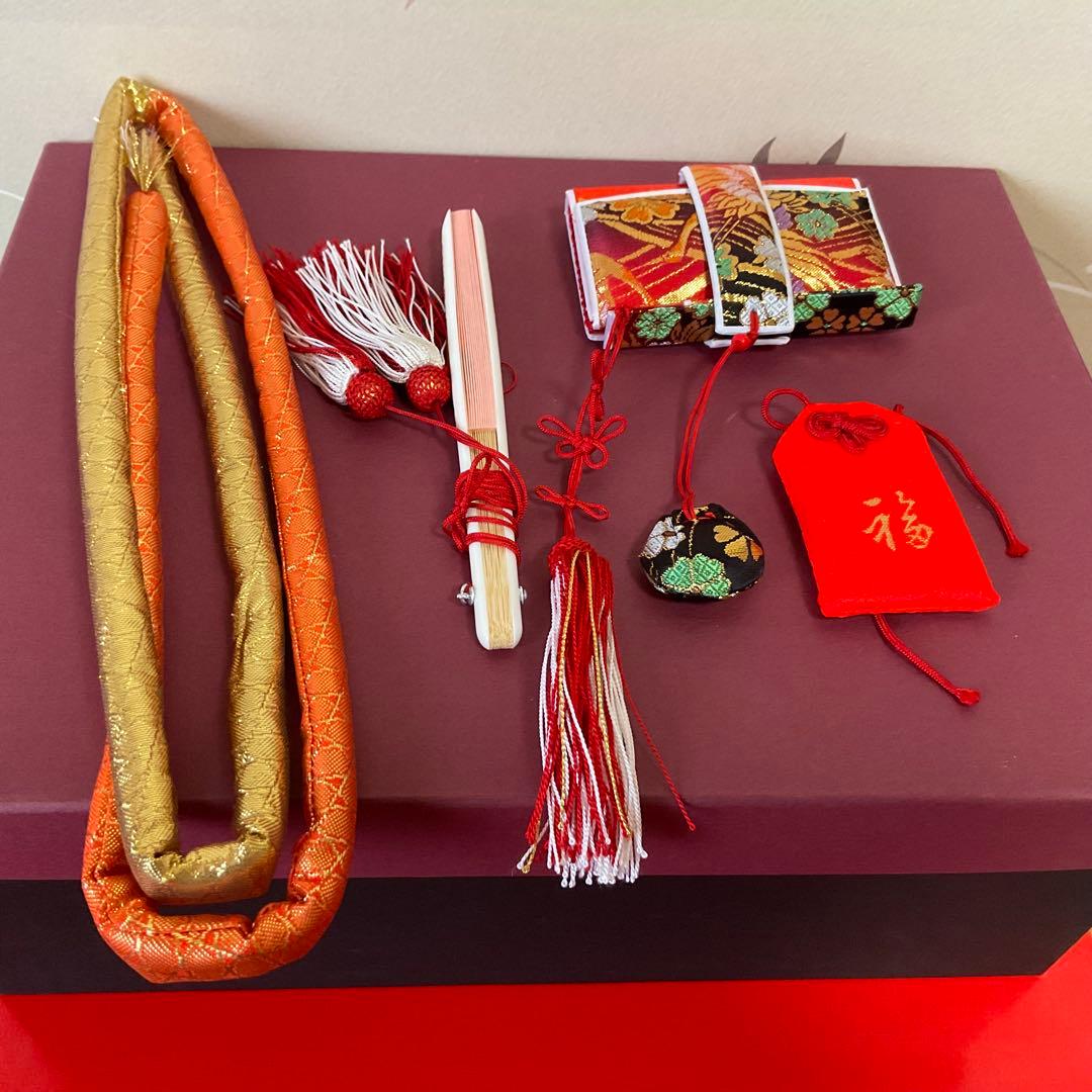 美品】七歳 七五三鶴と花柄の草履バック小物セット