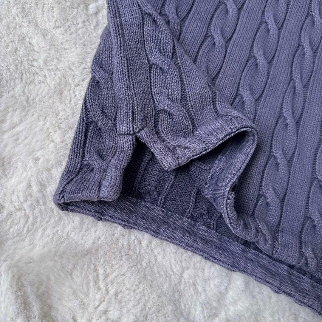 美品 ポロラルフローレン ケーブルニット ポロシャツ XS ネイビー 洗濯