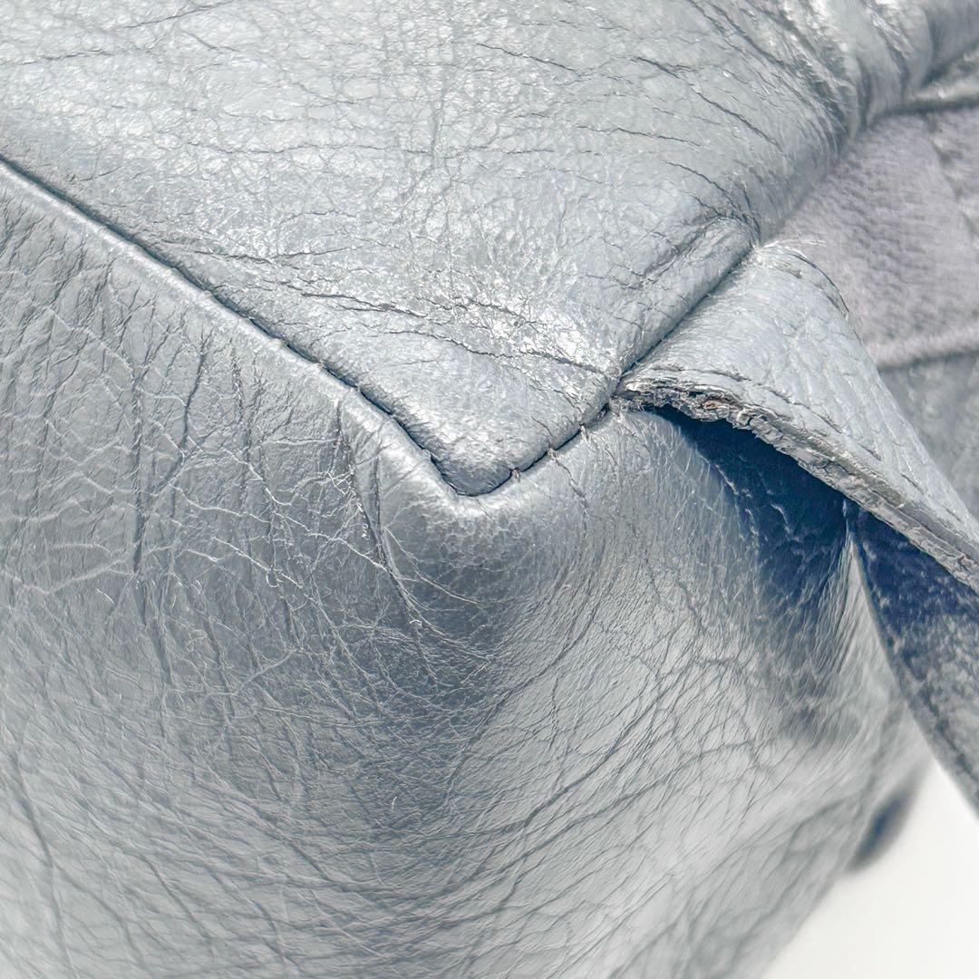 【漂う高級感】 バレンシアガ オールレザー ロゴ バックパック グレー