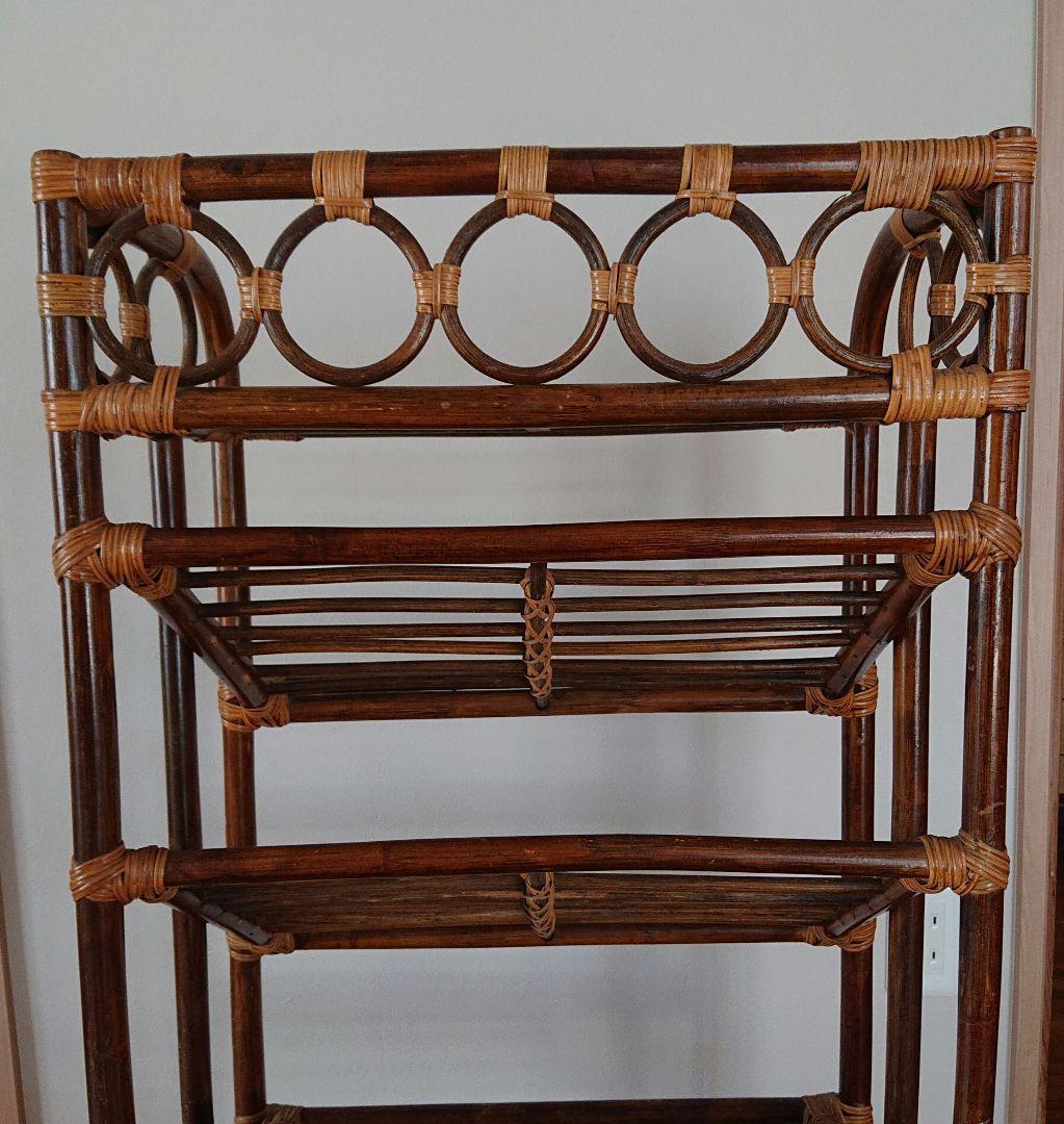 昭和レトロ 5段ラタンラック 籐家具 古家具