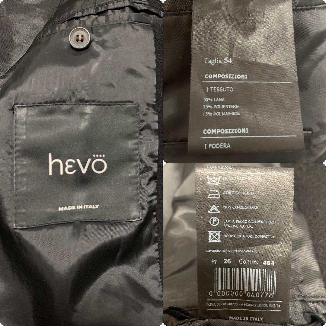 【美品】hevo イーヴォ チェスターコート 4L 3XL 黒 ブラック 54
