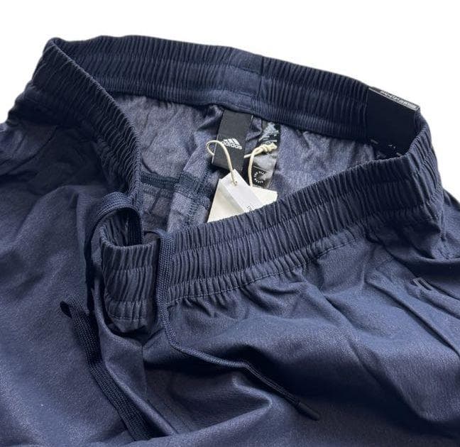 E新品 L アディダス adidas デニム風 ウーブン セットアップ 上下 紺