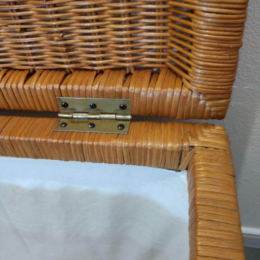 【ラタン収納ボックス】大型 籐製品 昭和レトロ かご バスケット