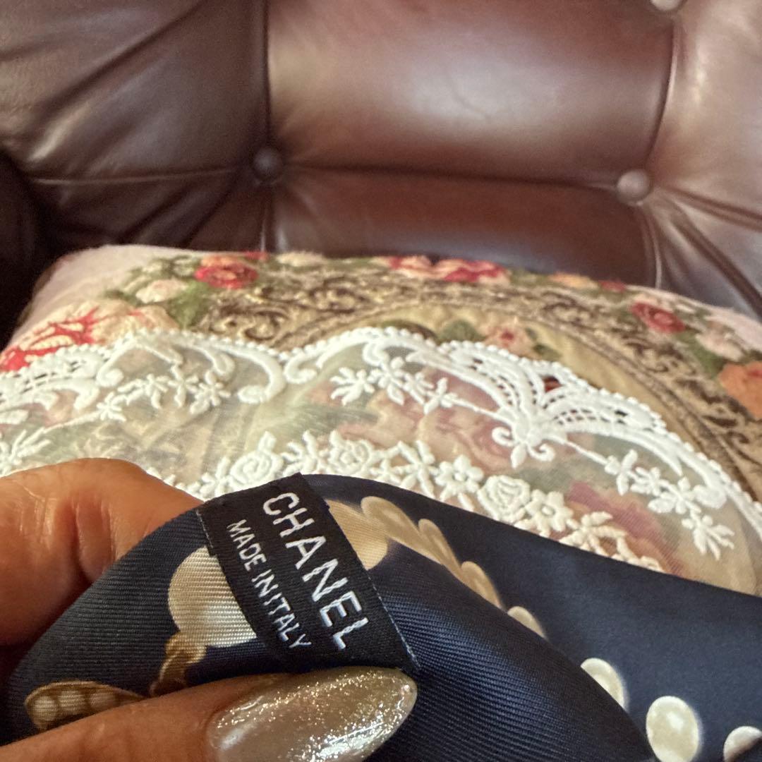 CHANELネイビー パール CCロゴ バンダナ・スカーフ ノベルティ CHANEL