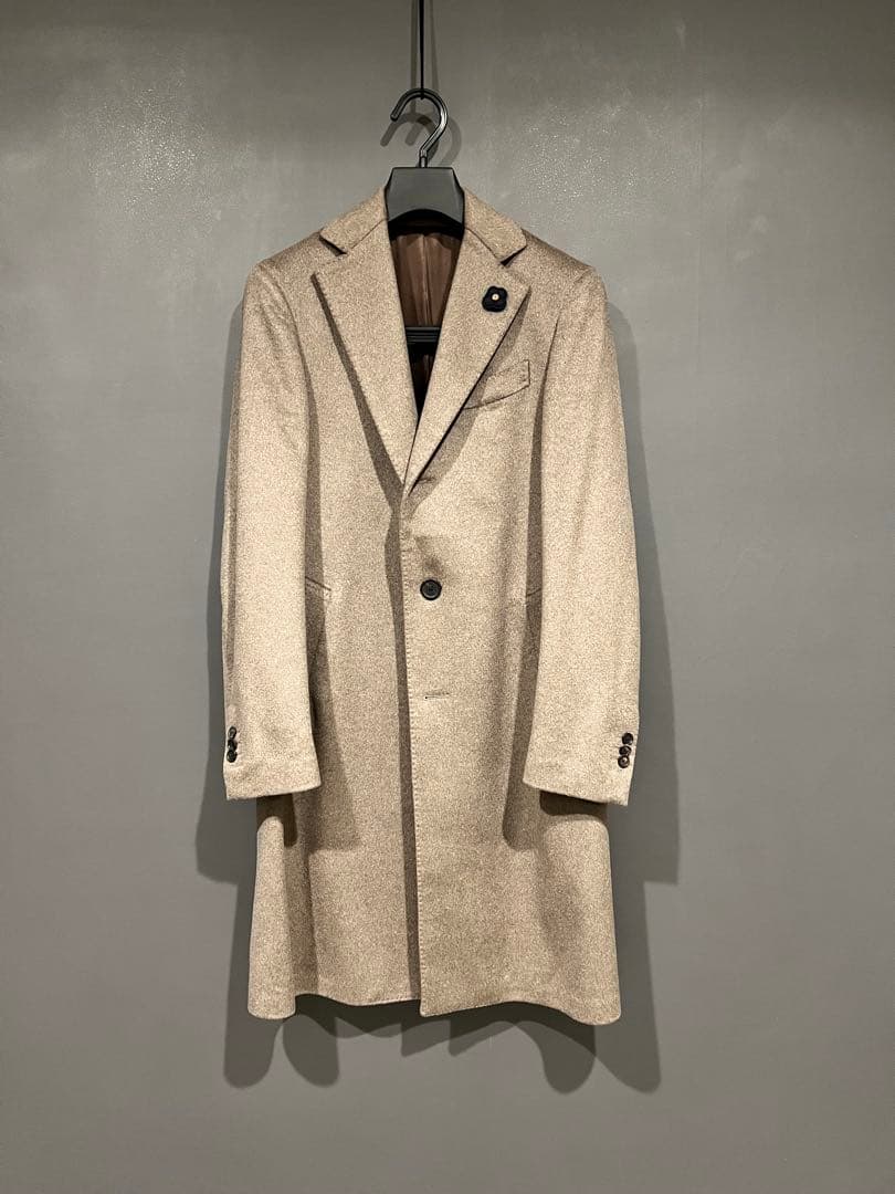 新同品 ラルディーニ チェスターコート カシミヤ100 グレージュ 46
