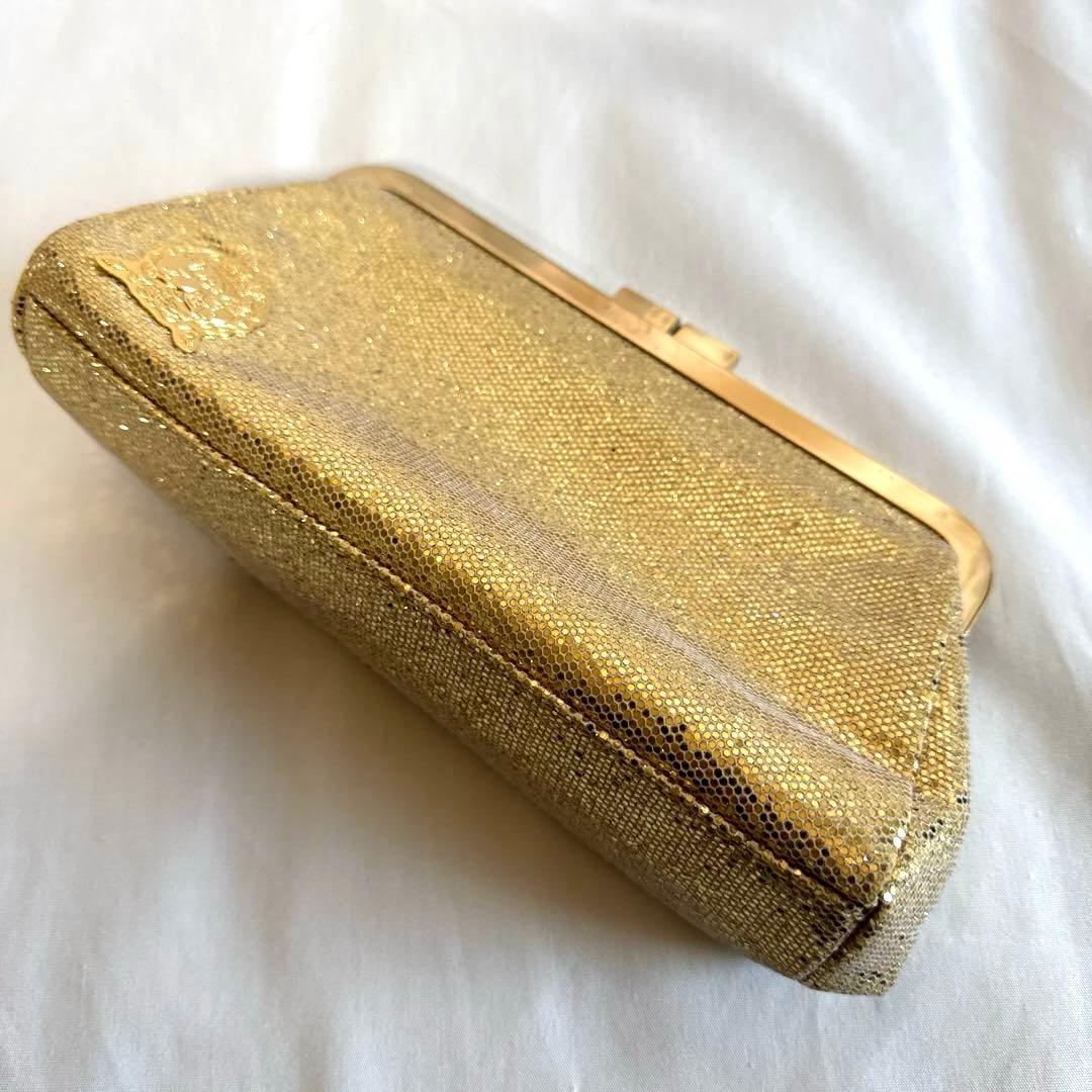 【美品】A.D.M.J. ウォレットポーチ　がま口　ゴールド