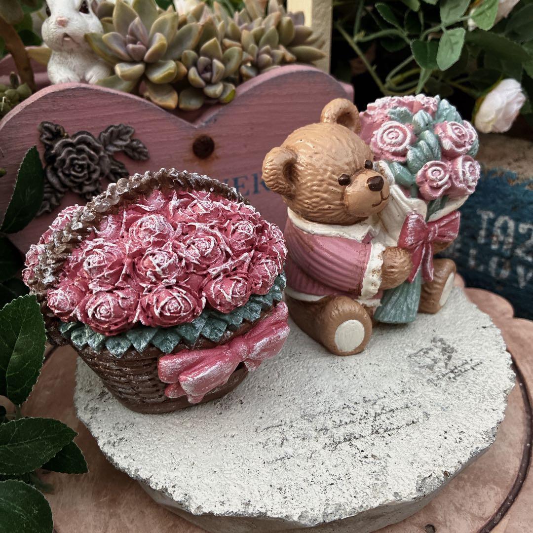 ★ ローズ@同梱割あります ★新作★バラと花飾りのうさぎさん★