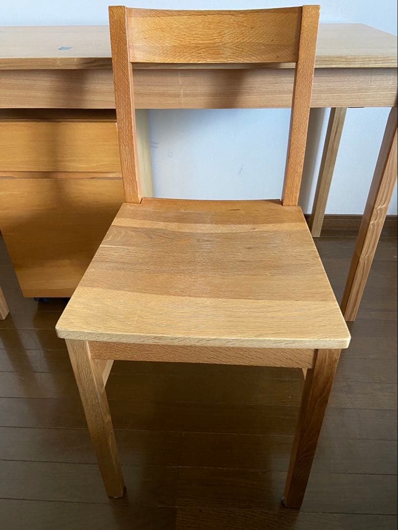 直接手渡し) 廃盤 無印良品 タモ材 デスク キャビネット チェア 3点セット