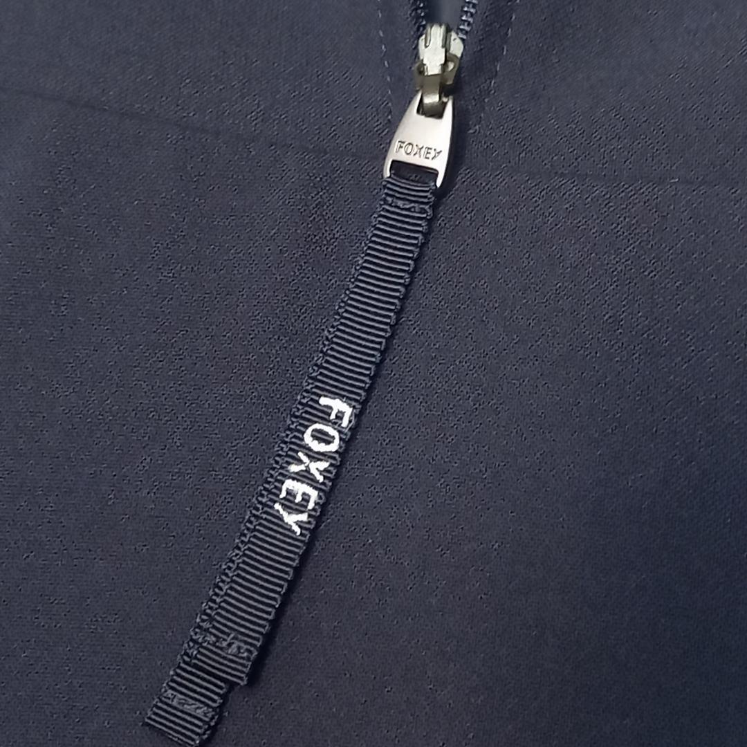 美品✨8万 FOXEY アラベスク ローウエストフレアワンピース 38 ネイビー