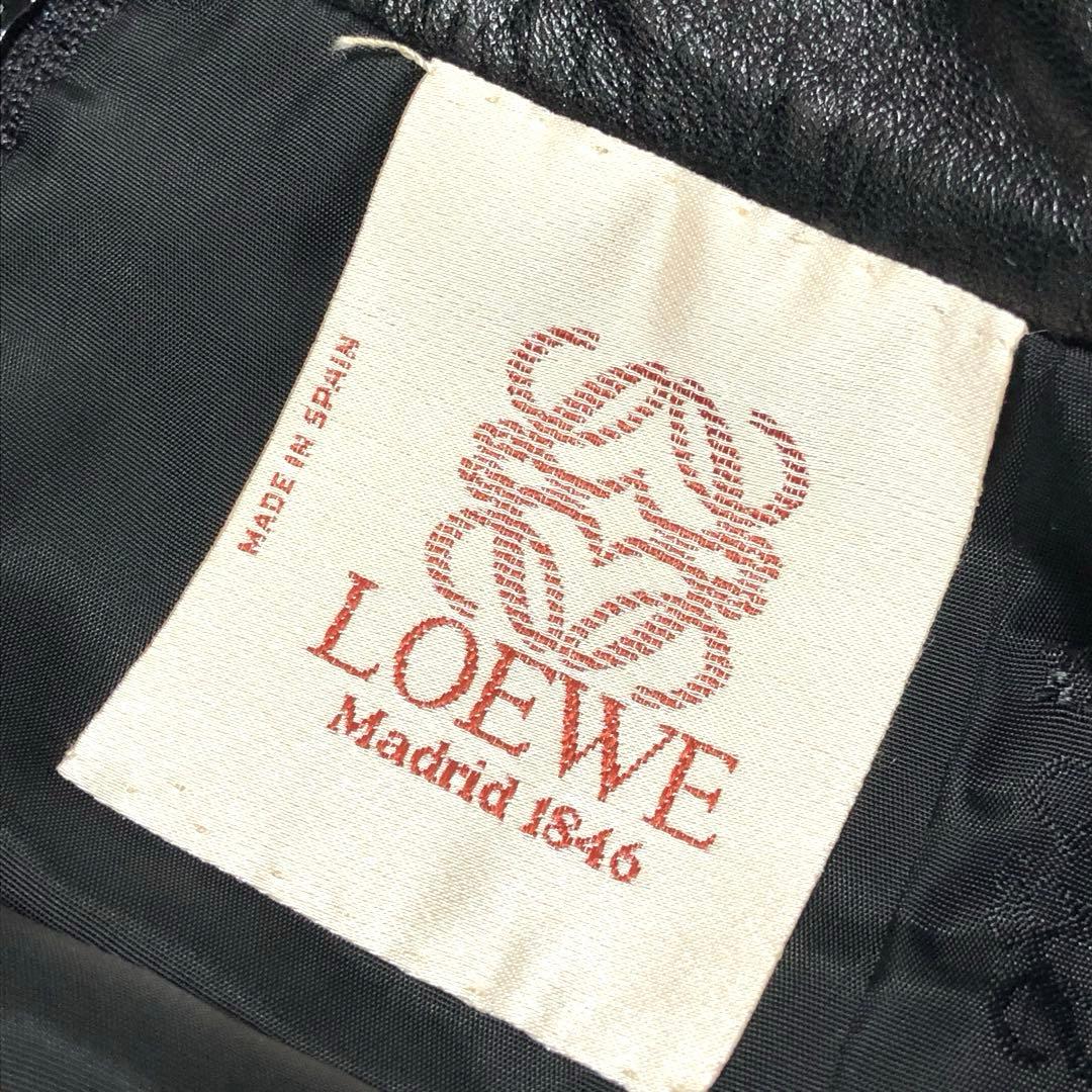 極美品　ロエベ　ひざ丈スカート　アナグラム　タイト　とろとろラムレザー 黒