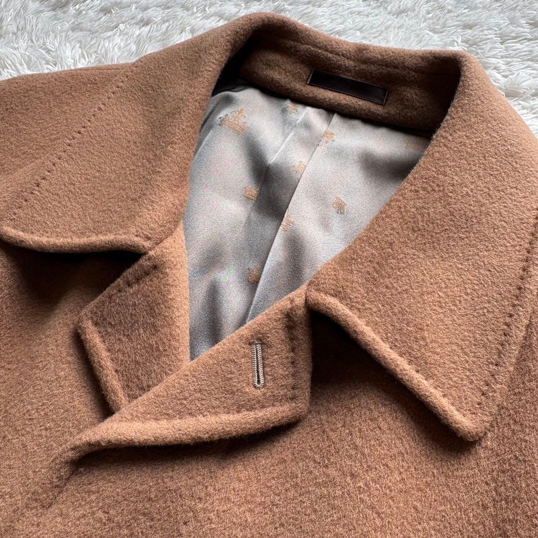 【極上の肌触り】カシミヤ30%混 ロングステンカラーコート キャメル Mサイズ