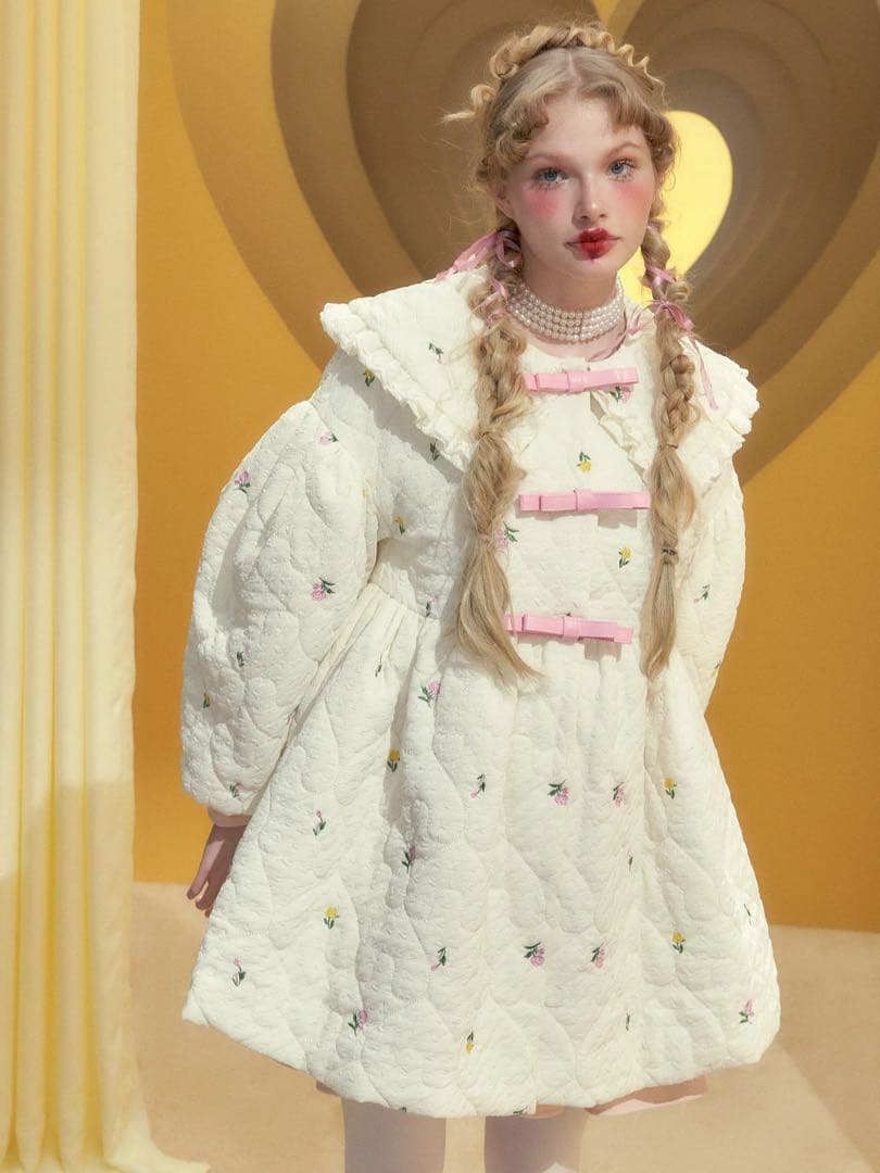 NARRATOR キルティング 花柄コート