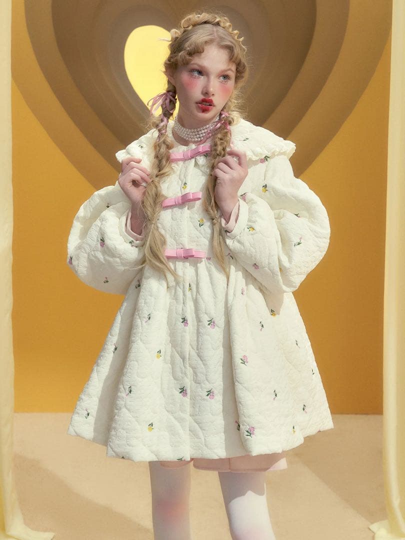 NARRATOR キルティング 花柄コート