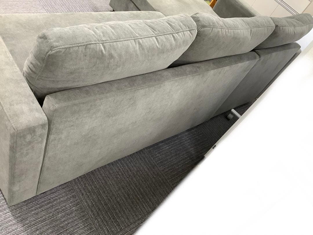 なら 極上中古！ニトリ ソファベッド 布張り 収納付きカウチソファ グレー