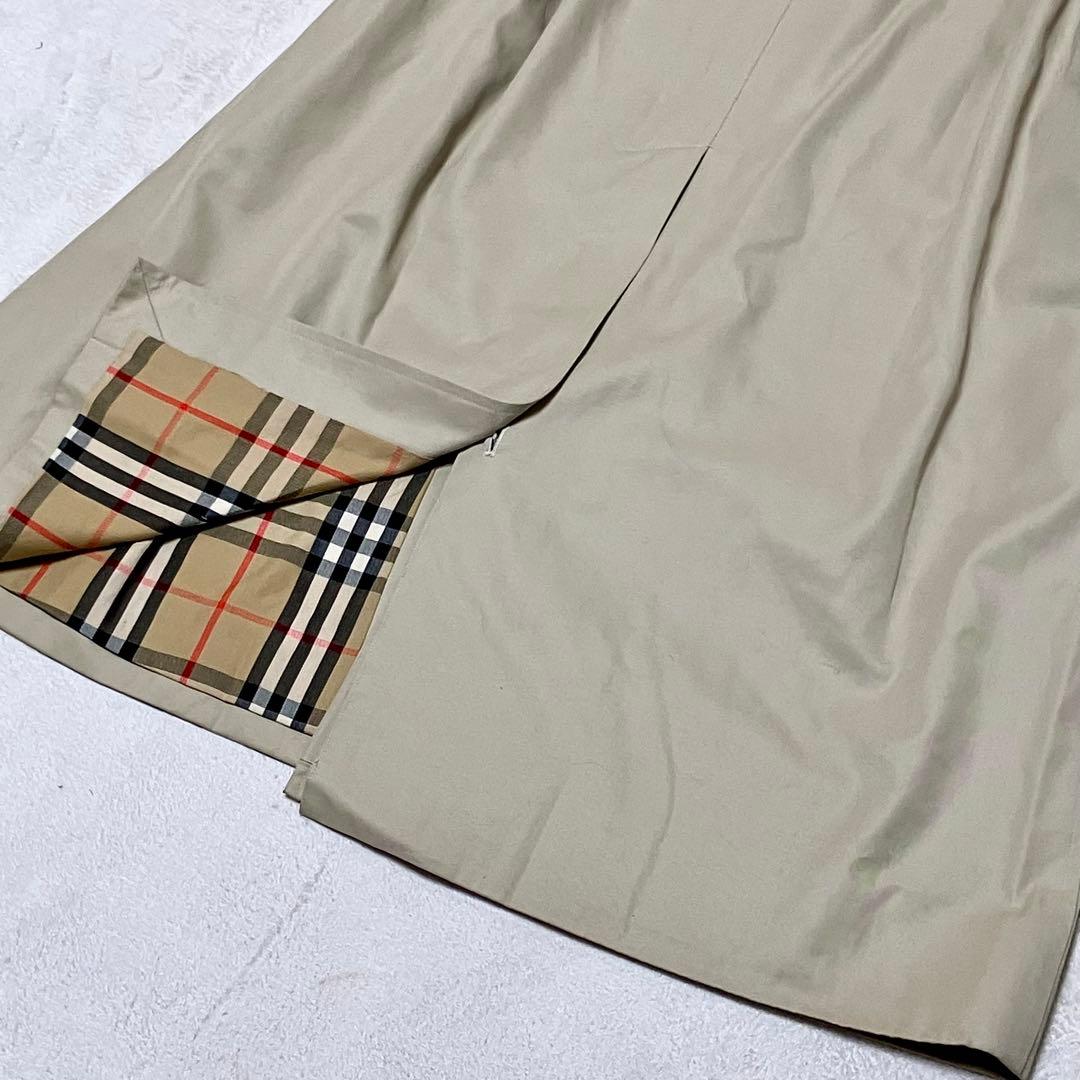 バーバリー　ステンカラーコート　ロング　裏ノバチェック総柄　大きめゆったり　XL