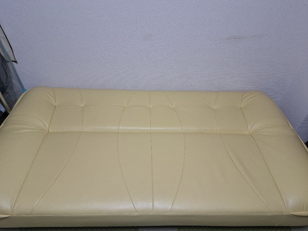 クリームイエロー色 合成皮革 ソファベット クリームイエロー色 合成