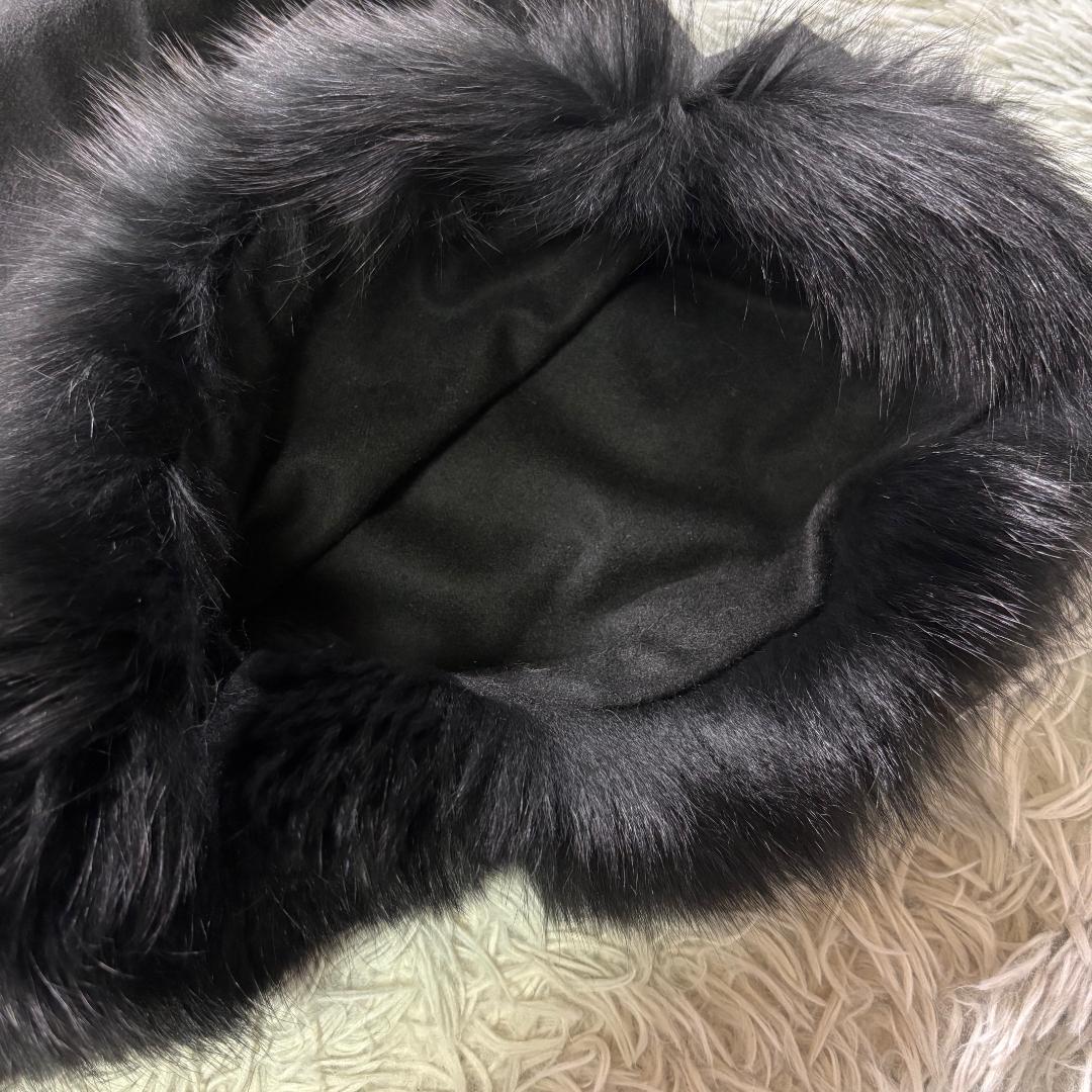 新品タグ付 サガファー ブルーフォックス カシミヤ100% ポンチョ 黒 M-L