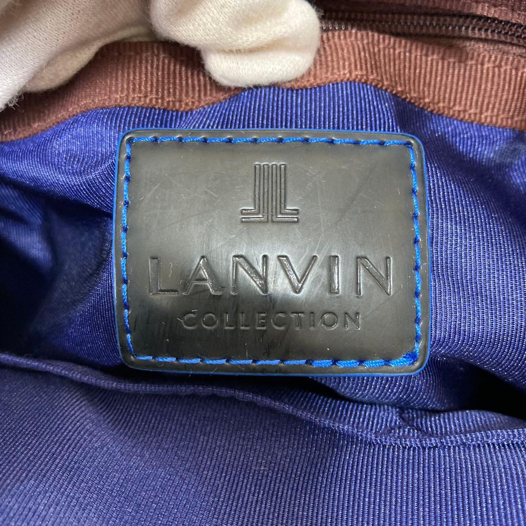LANVIN✨レザー　リュック ゴールド金具　自立　ターンロック　ブランドロゴ