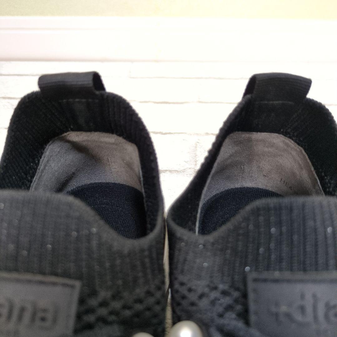 極美品　＋diana　プラスダイアナ　パールメッシュスニーカー　黒　23.5