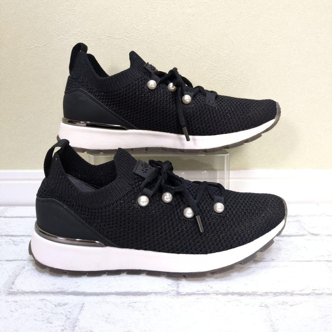 極美品　＋diana　プラスダイアナ　パールメッシュスニーカー　黒　23.5