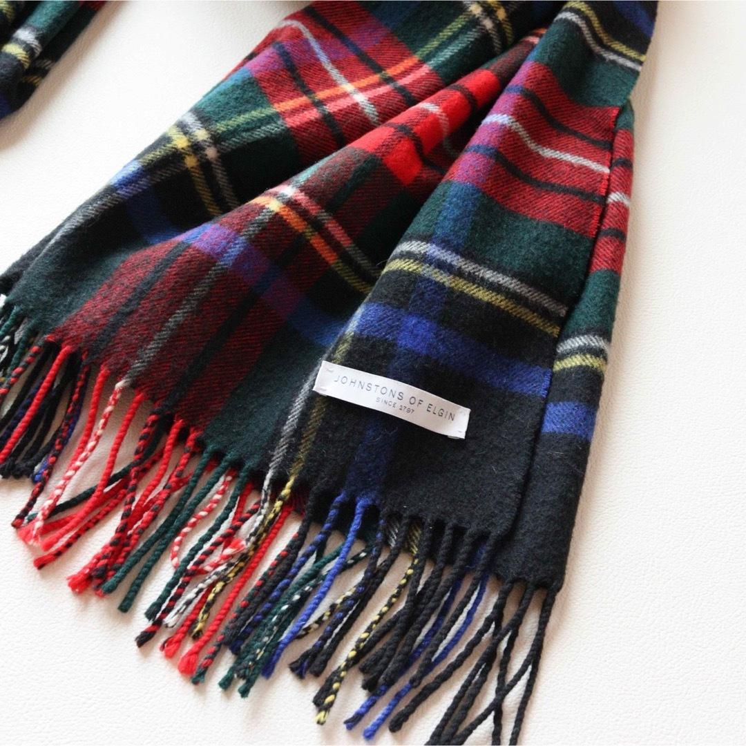 5424【美品】ジョンストンズ 大判ストール ウール カシミヤ チェック