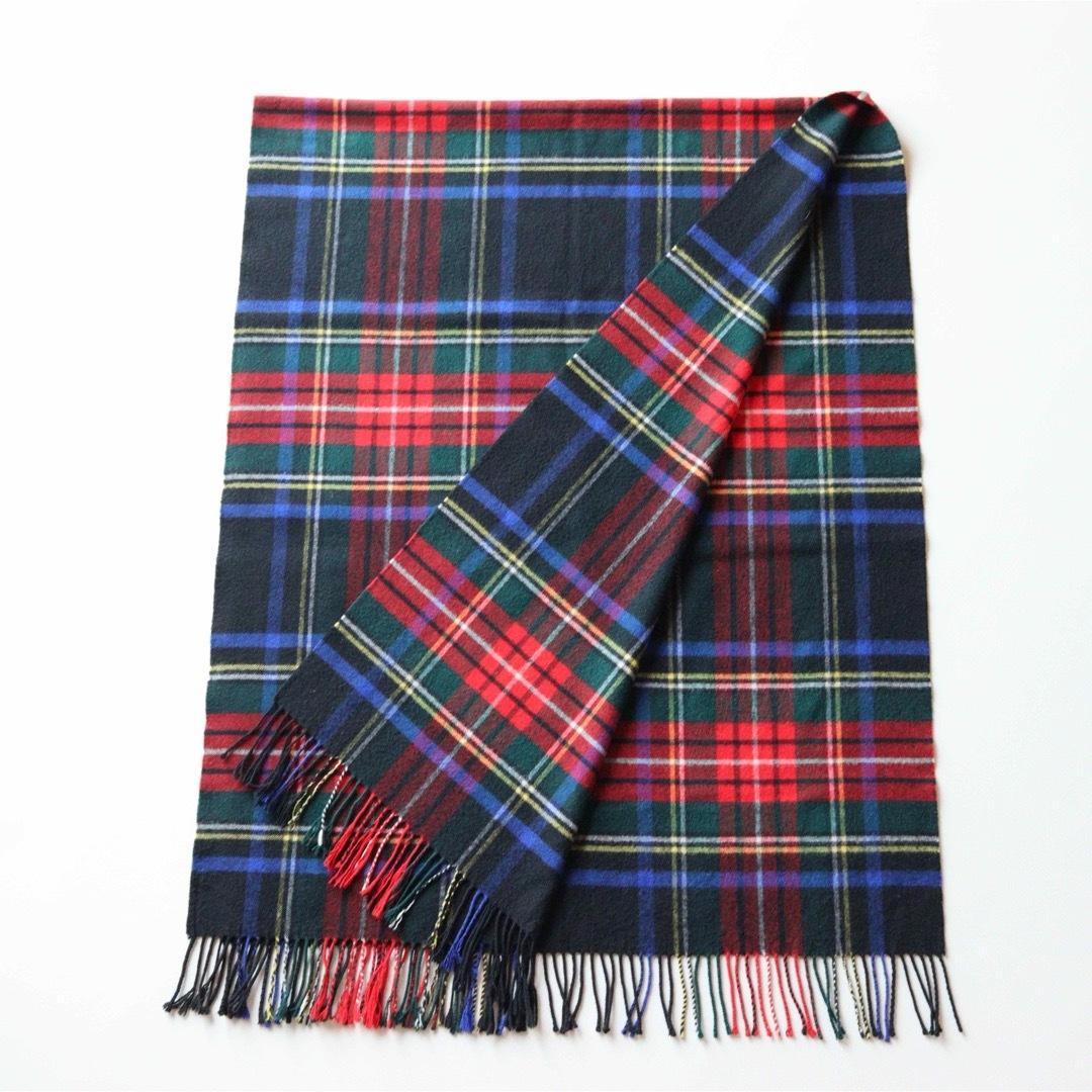 5424【美品】ジョンストンズ 大判ストール ウール カシミヤ チェック