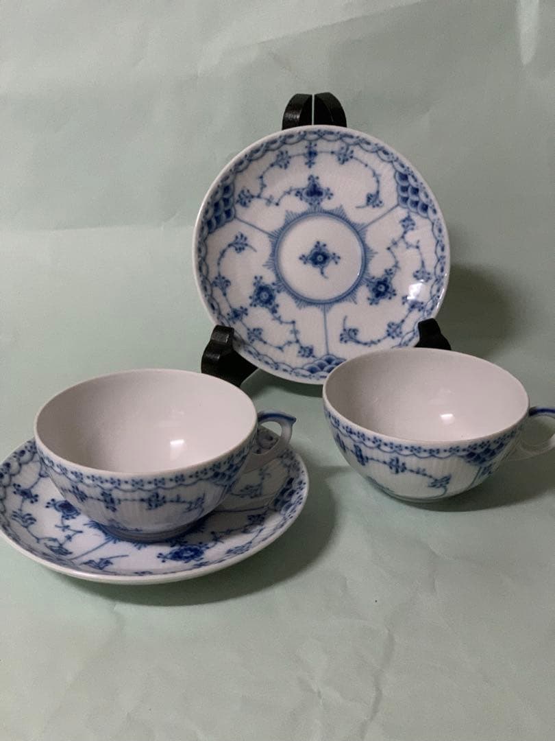 はたこ様専用、ブルーフルーテッドハーフレースシリーズ7点セット