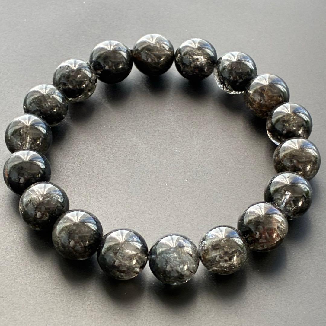 お正月SALE〜☆天然石☆ ブラック ルチルクォーツ　11mm 高品質　鑑別