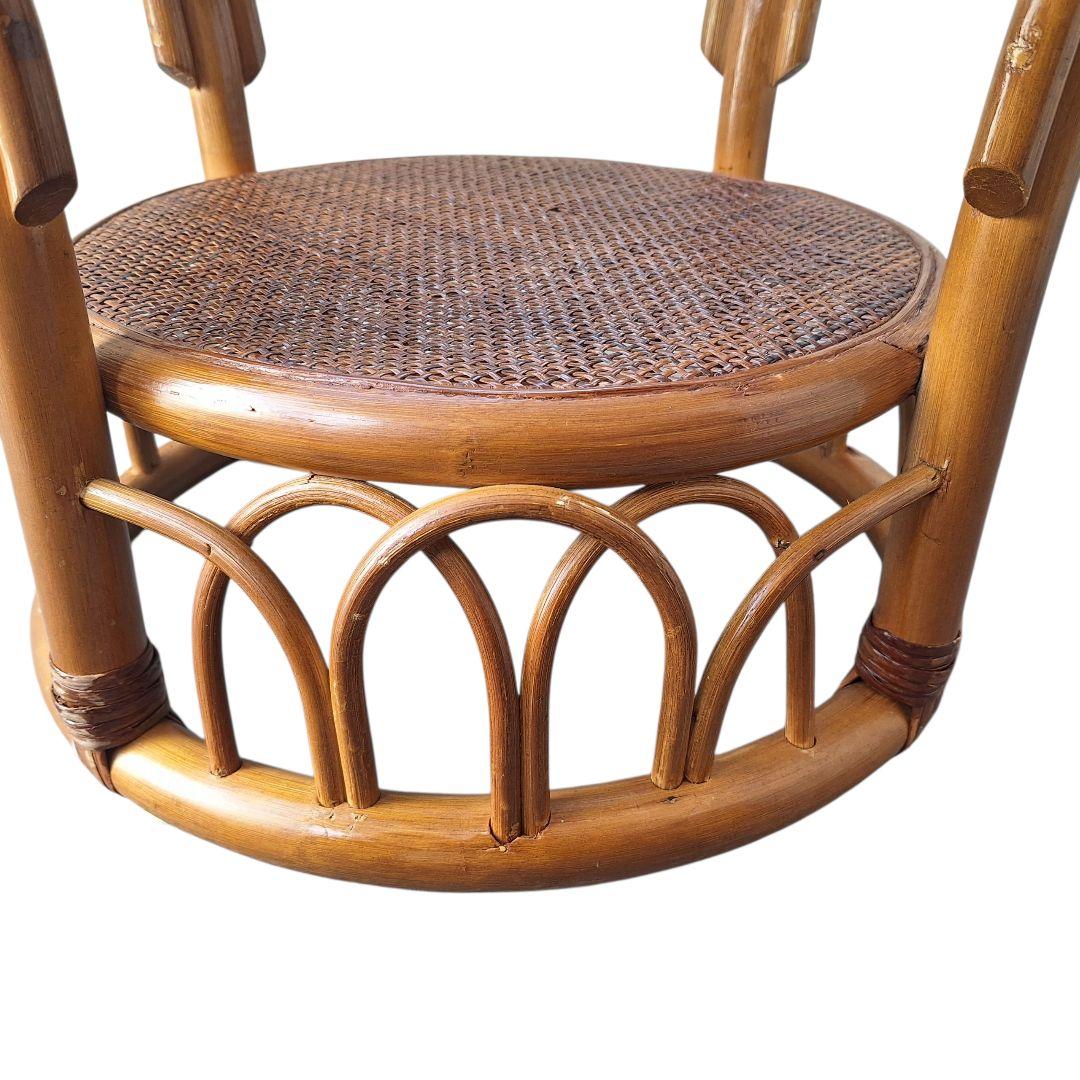 【良品】ヴィンテージ ラタン サイドテーブル ガラス