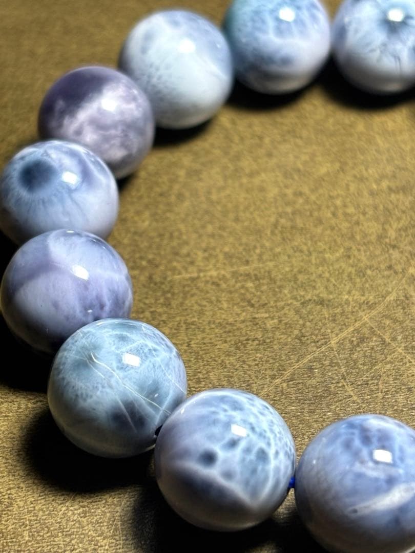 パープルラリマー　ブレス13.6〜14.2㎜大玉（新品未使用）高品質幻のラリマー