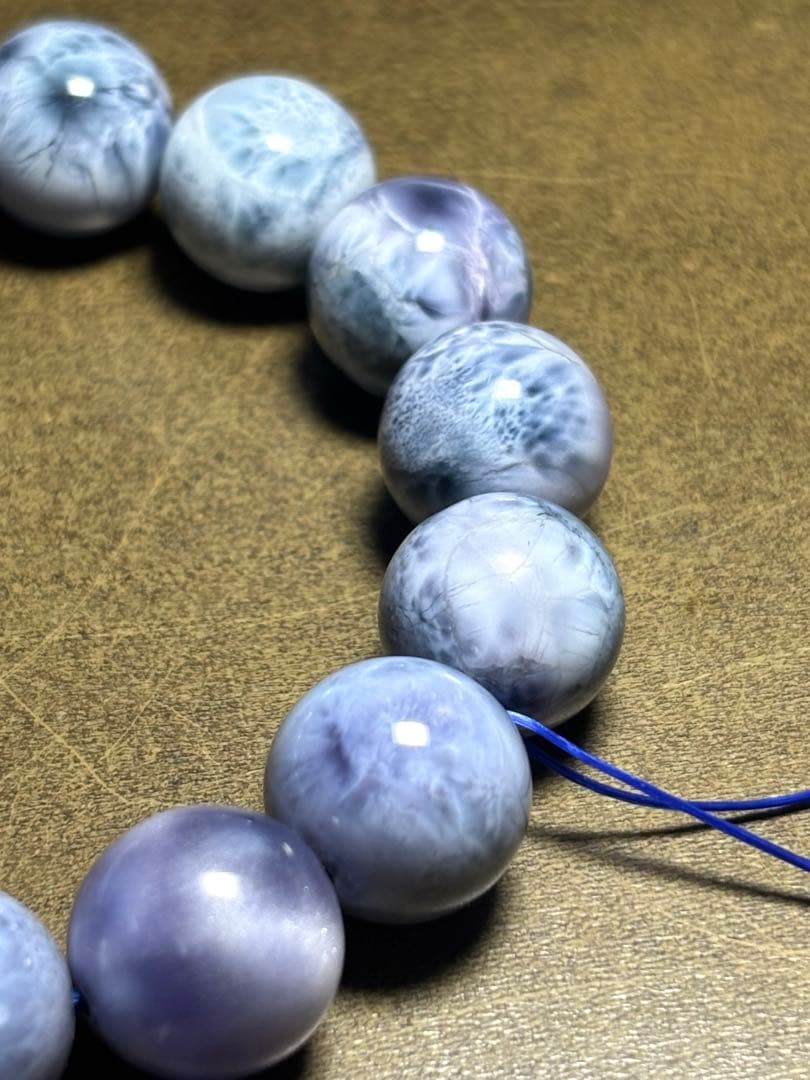 パープルラリマー　ブレス13.6〜14.2㎜大玉（新品未使用）高品質幻のラリマー