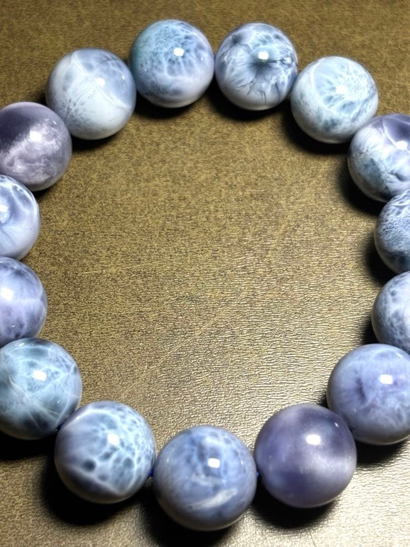 パープルラリマー　ブレス13.6〜14.2㎜大玉（新品未使用）高品質幻のラリマー