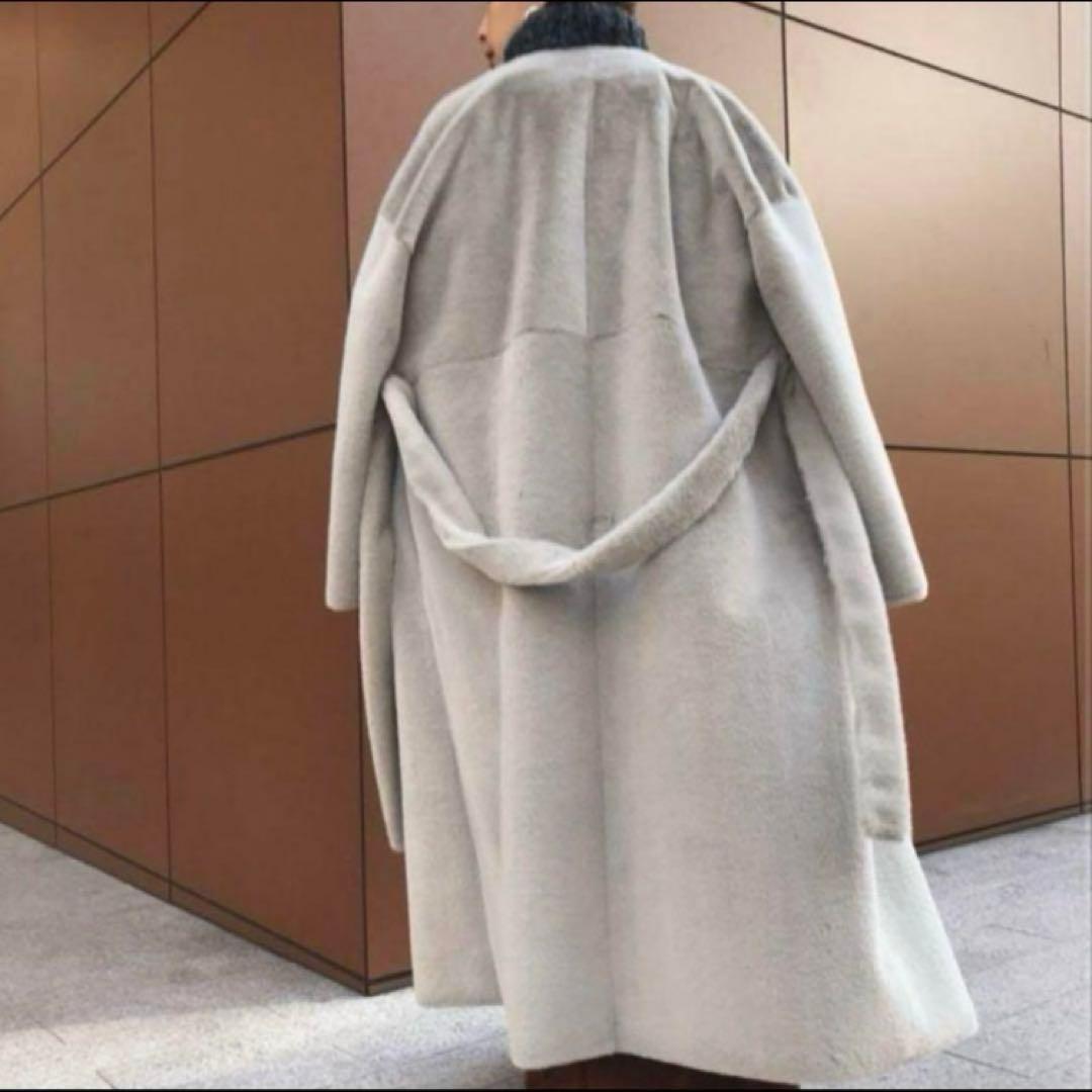 AMERI アメリ／2WAY SOFT BOA LONG COAT グレー