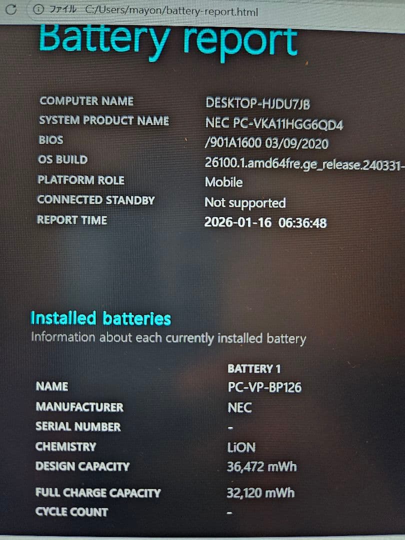 NEC VersaPro VH-4 12.5型 4GBメモリ 128GBSSD