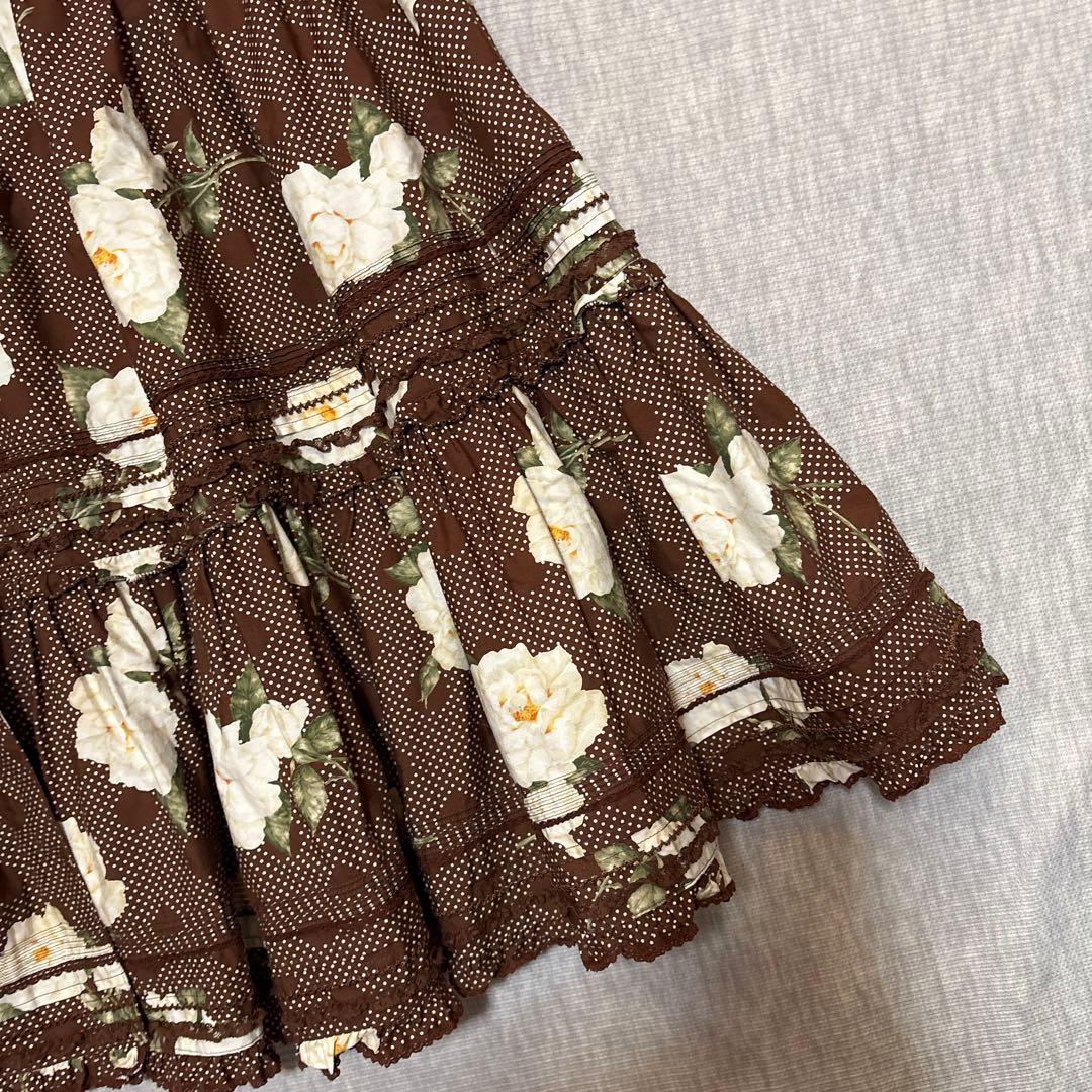 美品★ピンクハウス★花柄&ドット柄が可愛い♪フレアスカート￼★