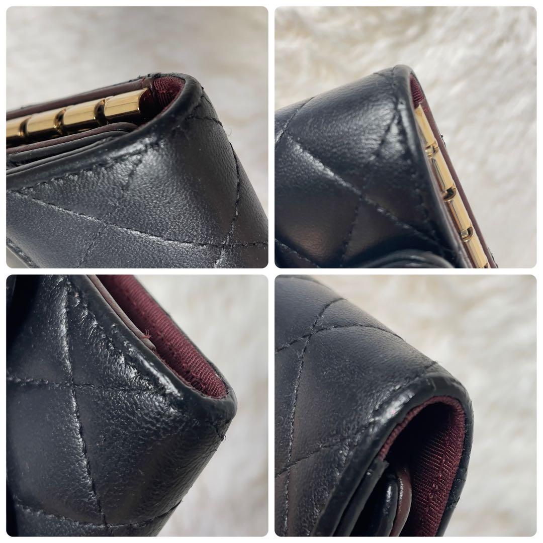 美品　CHANEL シャネル　マトラッセ　ラムスキン　ブラック　キーケース