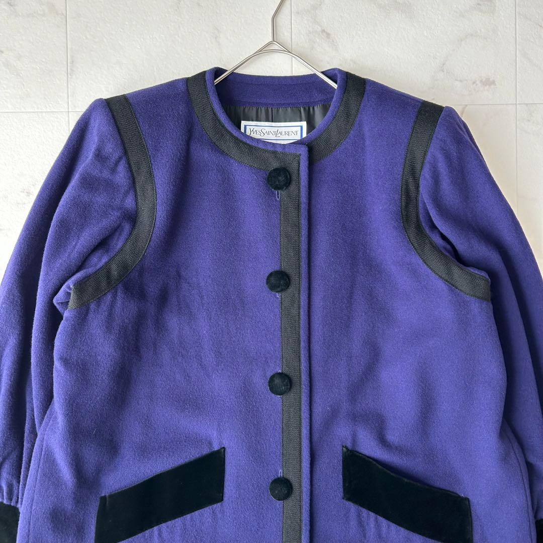YVES SAINT LAURENT ベロア切替 ロングコート vintage