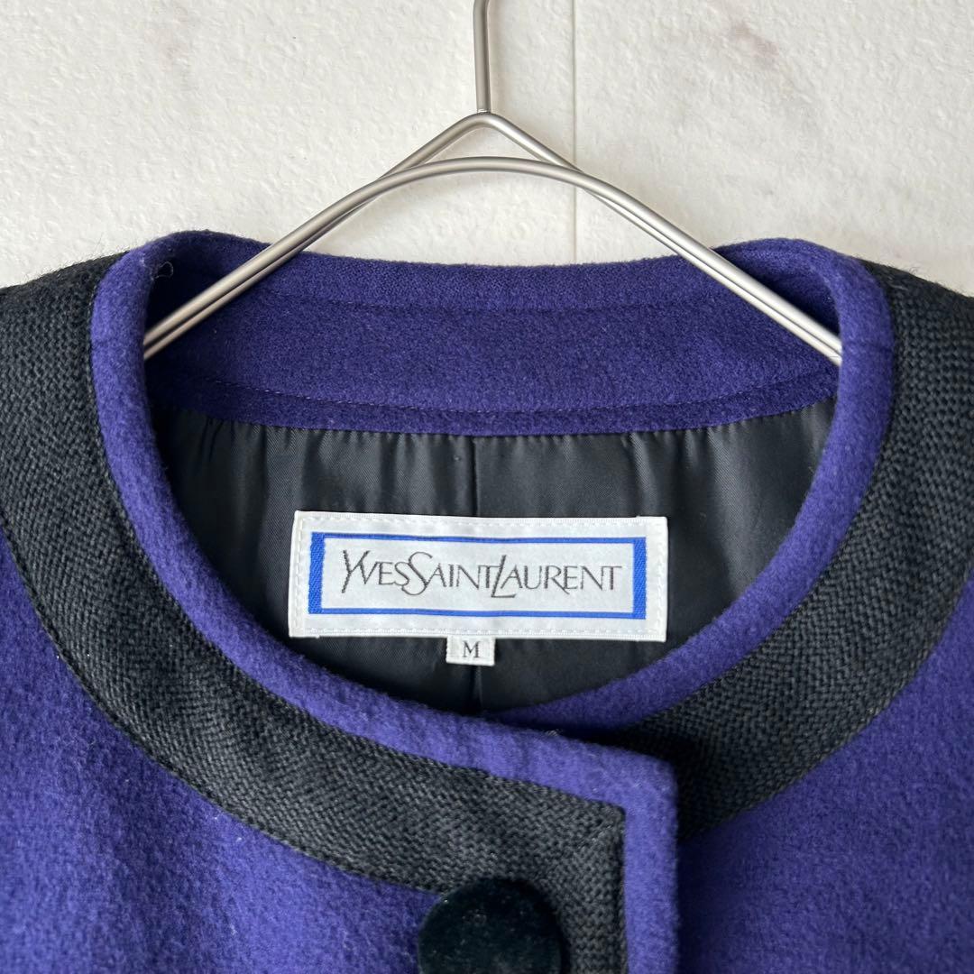 YVES SAINT LAURENT ベロア切替 ロングコート vintage