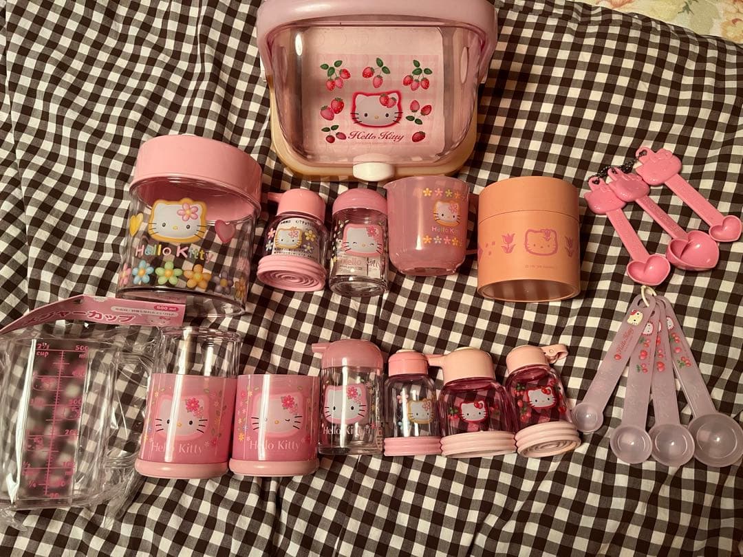 キティ　レトロ　カオハナ　キッチン　調味料　ケース　小物入れ　計量　スプーン