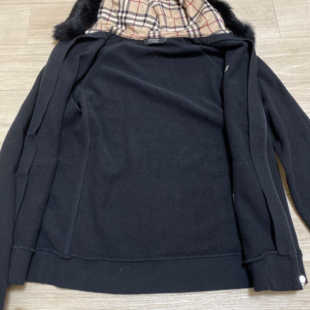美品✨バーバリーブラックレーベル 黒パーカー ノバチェック ラビット