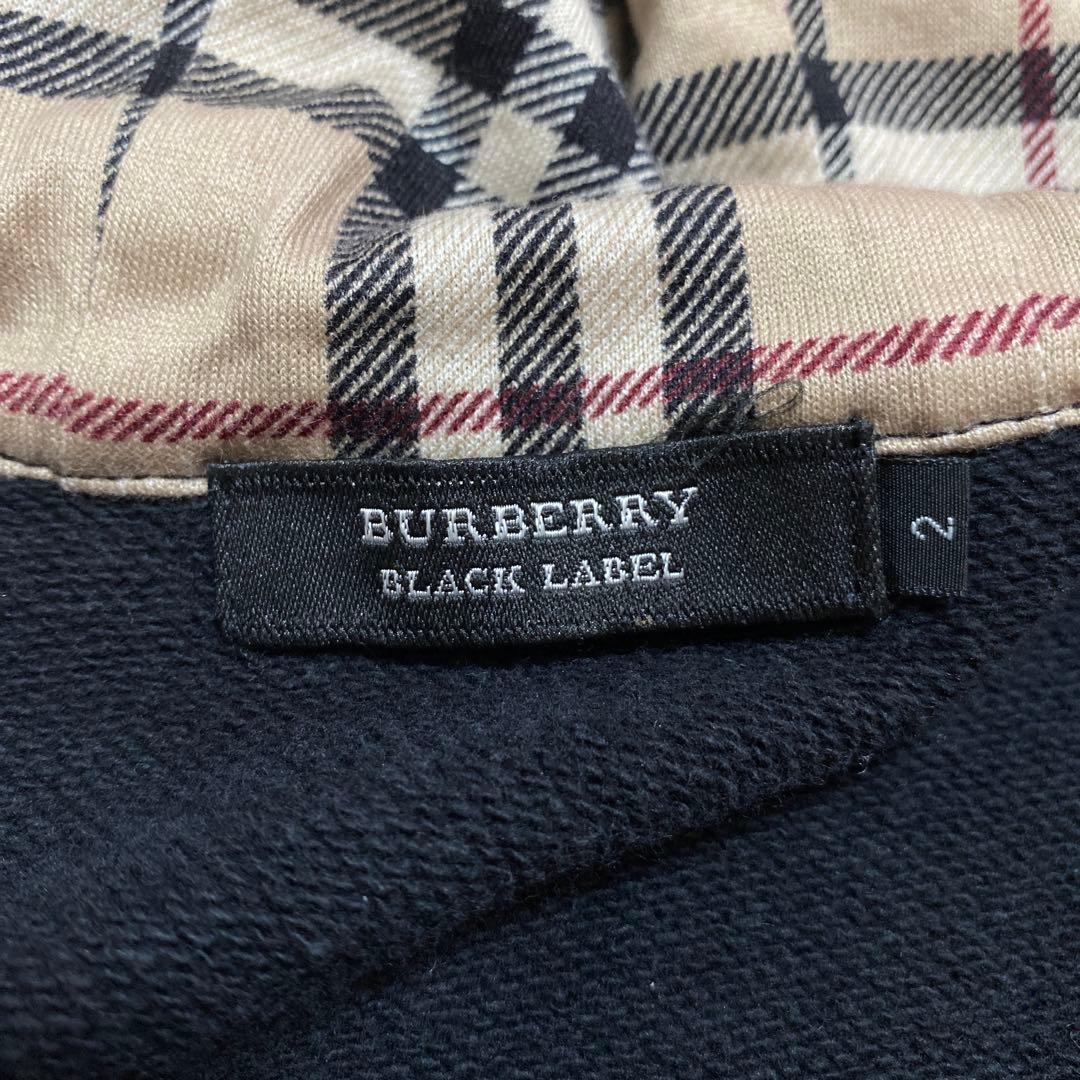 美品✨バーバリーブラックレーベル 黒パーカー ノバチェック ラビット